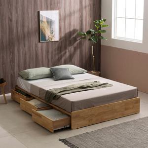 장인가구 히든 평상형 3단 수납 원목 침대 Q 볼라텍폼스50T독립