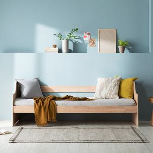 스칸디 원목 1인용침대 미니싱글침대_가드형_견면매트포함