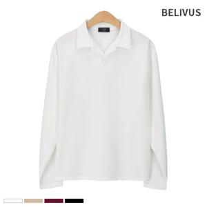 [빌리버스]빌리버스 남성 티셔츠 BCM061 오픈 카라 스판 무지티