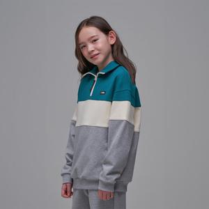 [내셔널지오그래픽키즈] K241USW930 컬러블럭 반집업 맨투맨 DGREEN