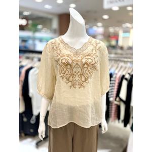 [트리아나]자수 브이넥 린넨 블라우스 AK2BA30