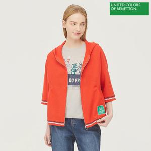 [베네통]베네통 등판 패치 니트 후드집업 가디건 BAKCA8431_RD