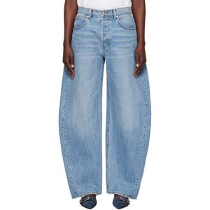 26 SS 알렉산더왕 여성 블루 라운드 로우라이즈 오버사이즈 데님 진 251187F069003