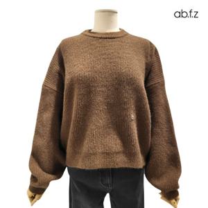 [에이비에프지]라운드넥 루즈핏 숏 긴팔 니트 APZ1HW56A