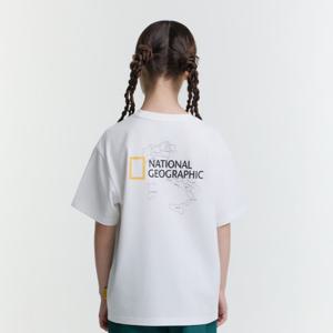 [내셔널지오그래픽키즈]K252UTS990 변형로고 백그래픽 반팔 WHITE