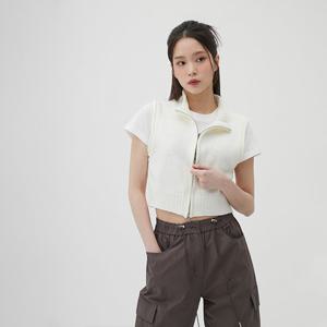 [랩]부클 크롭 집업 니트 베스트(AQ1KV360)