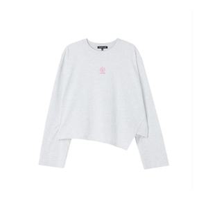 [랩]꽃자수 사선컷팅 크롭티셔츠(AR1CT260)