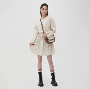 [랩]코튼 긴팔 라운드 주름 원피스(AQ1WO345)