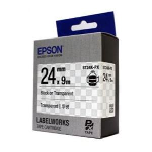 엡손 라벨 테이프 24mm ST24K 투명흑색 라벨프린터테이프 라벨기테이프 라벨스티커 다용도라벨스티커 제본