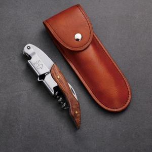 OC1175 원목손잡이 2단 와인오프너 가죽케이스 세트1P 와인오프너 와인병오프너 와인따개 와인병따개 와인