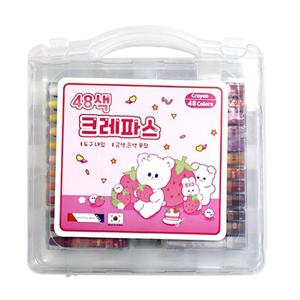 모닝글로리 크레파스 48색 (핑크) 크레용 캐릭터 학용품 미술용품 크레파스
