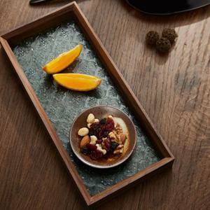 (쿠킹홈) 엔틱 플라워 유리트레이(30x14cm) (월넛) 쟁반 카페트레이 예쁜트레이 주방인테리어 인테리어소품