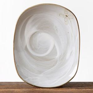 이천도자기 미색꽃 타원 부페접시 3호 22cm 그릇 큰접시 손님초대접시 요리접시 한식접시 브런치 브런치접