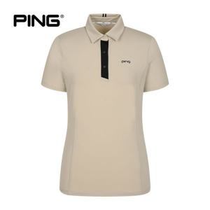 [PING] 여성 배색 포인트 카라 반팔 티셔츠