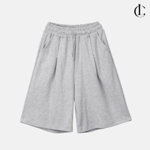 엘케이트 여성 버뮤다팬츠 트레이닝 바지 와이드핏 핀턱 숏 밴딩 반바지 LJJ022