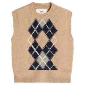 26 SS 아미 파리스 체크 패턴 울 혼방 베스트 H24FKS744KN0057 TP432228304