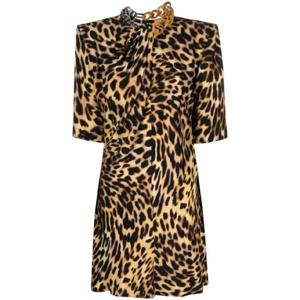 26 SS Stella McCartney 체인 장식 네크라인 레오파드 프린트 드레스 6A00333AS300 TP432156652