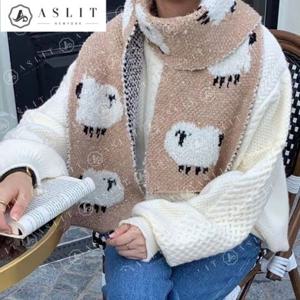 [애슬릿] 여성 울 패턴 롱 머플러 목도리