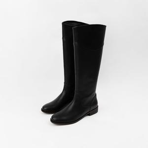 [신난다슈] 여성 롱부츠 3cm 플랫 부츠 소가죽 발편한 낮은굽 통굽 둥근코 AG259022 블랙