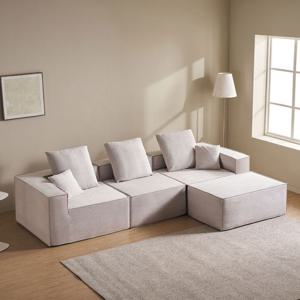 [택배배송]잉글랜더 스틸라 네모 4인용 패브릭 소파 + 스툴