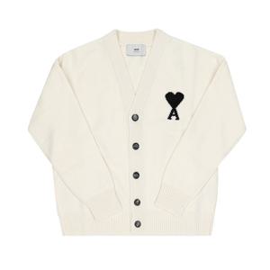 아미 UKC367 018 151 빅 하트 로고 인타르시아 가디건