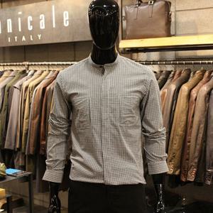 [빠니깔레]MARIO이태리직수입 깅엄체크 헨리넥면스판 슬림셔츠 f-ncsh57bk