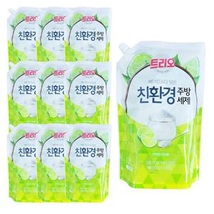 트리오 베이킹소다 담은 주방세제 라임향 1.2L 10개 주방세제 세제리필 베이킹소다 주방세제리필 라임