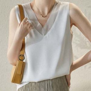 새틴 220407 새틴브이넥 드레스허그 브이넥 탑 민소매