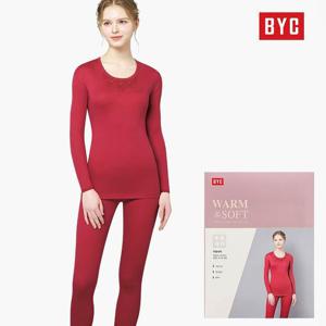 BYC 여성 60수 순면 빨간 내의 상하의 세트 복기원 DCS5108