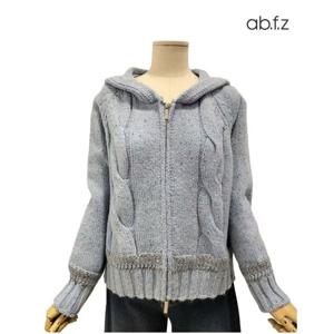 [에이비에프지]배색 포인트 울 후드 니트 가디건 APA1HY38A