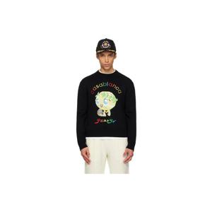 카사블랑카 티셔츠 블랙 캐릭터 인타르시아 니트 크루 스웨터 252195M201007