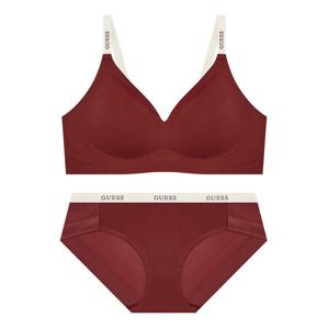 캐주얼 솔리드 프리컷 브라 팬티 세트 - 러스트