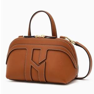 [헤지스ACC] 브라운 H패치 소가죽 미니토트 크로스백 HIWA6E570W2