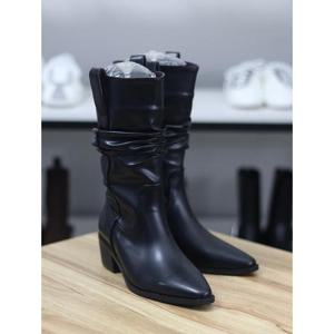 바이로쏘 세이브존06 주름 드레이프 청키힐 5cm 미들부츠 BY)25F127J47CD1