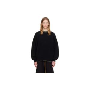 26 SS 피어오브갓 남성 블랙 울 골지 크루넥 스웨터 252782M201000