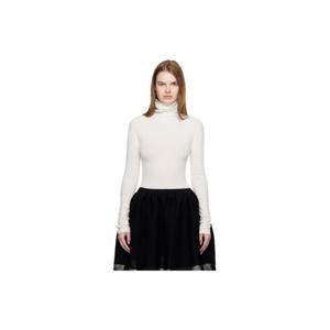 Issey Miyake 터틀넥 화이트 디셈버 코튼 바게트 터틀넥 탑 261809F099005