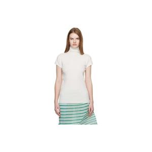 Issey Miyake 터틀넥 화이트 디셈버 코튼 바게트 터틀넥 탑 261809F099003