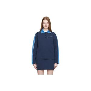 카사블랑카 브이넥 네이비 푼토 폴로 칼라 스웨트셔츠 261195F100000