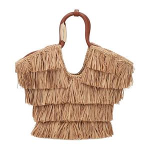 짐머만 프린지 라피아 오픈 탑 토트백 7069XC26A2 TFST