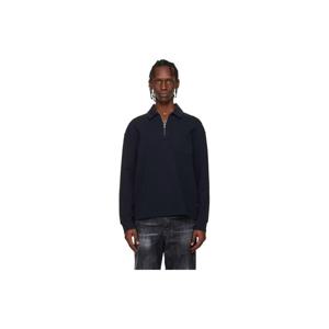 보스 폴로셔츠 네이비 집업 코튼 폴로 셔츠 261085M212003