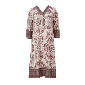 비너스  여성 폴리 기모 꽃보더 나염 원피스 VEV3985L