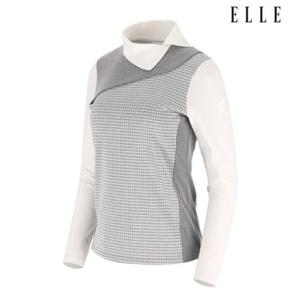 엘르골프 세이브존01 여성 체크패턴 절개형 목크넥 티셔츠 6J65452 932