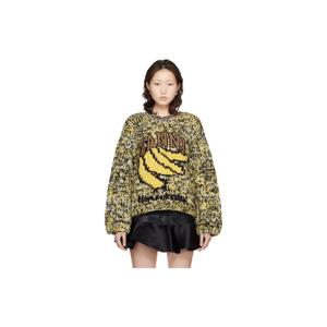 가니 티셔츠 블랙   옐로우 헤비 울 핸드니트 스웨터 261144F096017