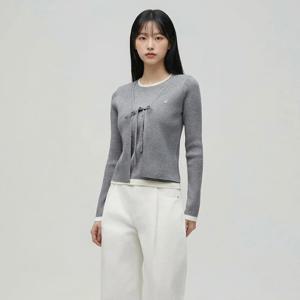 [랩]리본 가디건 레이어드 니트(AS1KH260)