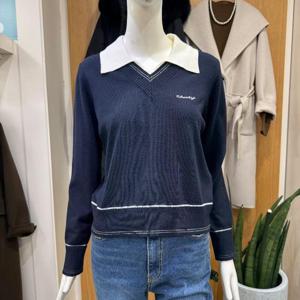 클리지 DP01 브이넥 카라 네이비 니트 CQ2WKT06