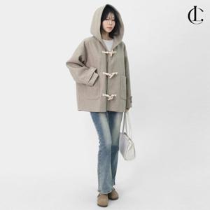 엘케이트 여자 겨울 캐주얼 후드 더플 숏 떡볶이 하프 코트 LOLT004