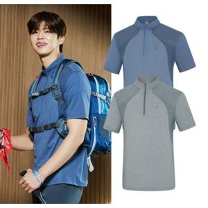 [콜핑]LD08 남자 여름 냉감 멜란지 메쉬 집업반팔등산티 KWT4954M