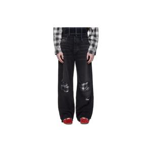 아미리 청바지 블랙 플란넬 리페어 배기 데님 진 261886M186010