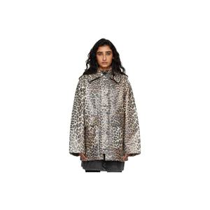 가니 재킷 베이지 레오파드 라미네이트 코튼 재킷 261144F063016