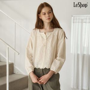 [백화점]르샵 스퀘어넥 레이스 자수 긴팔 블라우스 (DP3BA071A)